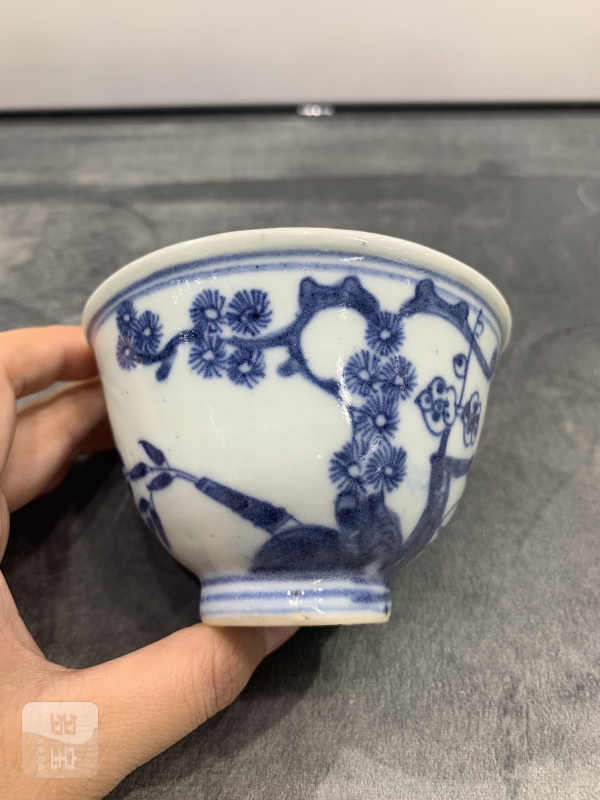 清乾隆青花岁寒三友纹杯 - 图6